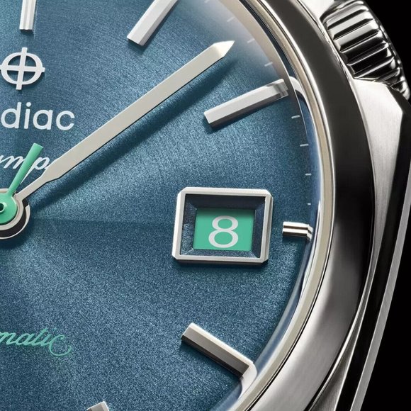 🚫SOLD🚫Zodiac Olympos Automatic Three-Hand Date, Blue Leather Watch ZO9711 - Picture 4 of 7